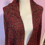 Pashmina Scarf Silk Blend Wrap Red Leopard Animal Print Fringe Shawl Photo 8