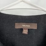 Vera Wang  Black Wool Blend Pea Coat Front Pockets Pleated Jacket Photo 4