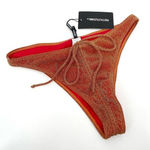 Pretty Little Thing Orange Glitter Ruched Front Brazilian Bikini Bottoms Size 8 Photo 0