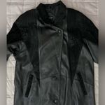 Vintage Pelle Black Embossed Suede Patchwork Leather Long Trench Coat Photo 1