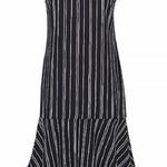 Who What Wear Asymmetrical Ruffled Hem Striped Dress Black White Size Large Photo 3