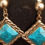 Faux turquoise silver tone dangling earrings Blue Photo 2