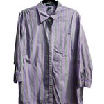 Ralph Lauren Women's Size 2X Purple Green Stripe ButtonUp Long Sleeve Classic Photo 0