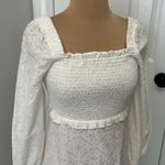 Veronica Beard  Denise White Smocked Eyelet Dress Photo 4