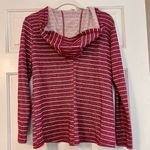 st. john's bay St. John’s Bay Medium Burgundy Red Striped Sparkly Hoodie Shirt Photo 2