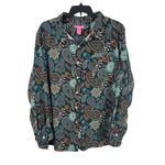 Woman Within Black Bold Floral Paisley Long Sleeve Thick Button Up Top 3x Photo 0