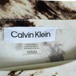 Calvin Klein  Brown Cream Tie Dye Short Sleeve Stretchy Pullover Blouse Size M Photo 4