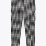 ZARA NWT Gingham straight leg Black and White Checkered Pants M Photo 0