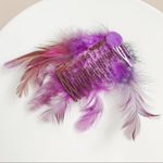 NWOT Neon Feathered Hair Comb Purple Photo 2
