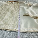 Vintage Gold Ivory Lace Beaded High Neck Embellished Blouse Size L Size L Photo 12