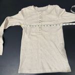 Aerie  Women's Heart eyes ribbed waffle henley long sleeve shirt beige small Photo 3