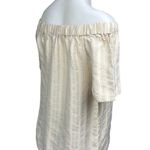 H&M Cream Tan Off The Shoulder Striped Short Sleeve Pullover Blouse Top Size 2 Photo 2