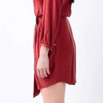 EVER • Whitmore Dress silk charmeuse wrap pleated Rubia red mini cocktail draped Size M Photo 15