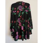 Women With Control Women's Black Long Sleeve Hi Low Hem Floral Shirt Size LP Photo 6