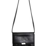 Ralph Lauren Vintage Black Embossed Crocodile Leather Crossbody Bag Retro Glam Photo 0