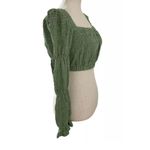 Bershka Women Size Small Green Crop Top Long Sleeve | 21-941 Photo 3