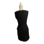 Banana Republic  Black Wool Sheath Dress Size 4 Ruffled Sleeveless Midi Lined Photo 1