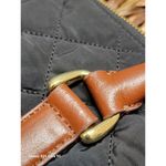 Talbots Quilted Black Tote Bag Brown Leather Handles Paisley Inside Lining Photo 8