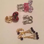 Trifari Lot Of 4 Costume Earrings Vintage Clip On Avon Sarah Cov  Cloisonné Photo 2