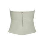 ZARA  NWT khaki olive pale green zipper back pleated folded corset top Photo 6