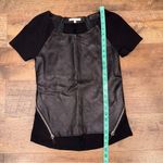Rebecca Minkoff Lambskin Leather Combo Alma Short Sleeve Zip Top Photo 11