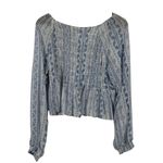 True Craft NWT Blouse Womens XL Blue Boho Cottagecore Geometric Peplum Peasant Photo 2