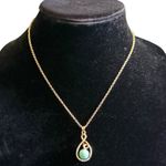 Green Faux Tahitian Pearl Diamond Gold Necklace 20" Photo 0