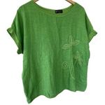 Bella Amore Women's 100% Cotton Oversized Chunky Embroidered Blouse Top S/M Green Photo 0
