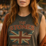 Rolling Stones 1981 Tour Tank Top Small Bravado Distressed Rock Graphic Tee Black Photo 0