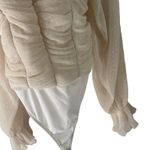 Biashe Women's Size Small Cream Swiss Dot Puff Lace Body Suit Photo 4