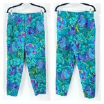 Vintage Windridge Womens Tropical Fish Print Pleated cropped Pants Medium Wacky Blue Photo 1