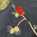 Rebecca Malone  Women's Blue Vintage Cardinal Fleece Vest Zip Embroidered Size 1X Photo 2