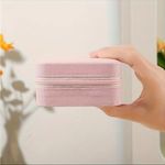 1pc Mini Jewelry Box, Portable Jewelry Storage Box, PU‎ Leather Small Organizer Pink Photo 3
