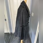 Samuel Dong Black‎ Striped Peplum Bell Sleeve Jacket Black Photo 4