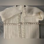 Elie Tahari NWT  Size S Cream Knit Embellished Textured Cardigan Beaded Pearls Photo 8