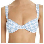 Aqua Swim Bikini Swimsuit Top Blue & White Houndstooth print NWT Size M Photo 4