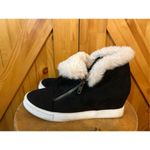 JoliMall  Womens Size 9 Slip On Zipper Platform Wedge Faux Fur Trim Ankle Booties Photo 2