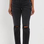 American Eagle AE Stretch Ripped Mom Jean Black Photo 0