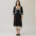 Sangria Black White Geometric Knit Dress Size Large Monochrome Knit Dress EUC Photo 5