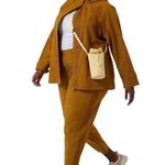 Athleta Brooklyn Ankle Tapered Leg Ribbed Textured Joggers Pant Brass Yellow 16 Photo 0