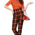 Bonnie COLLECTIF London Pumpkin Check plaid Cigarette Halloween Trousers pants Orange Size 2 Photo 1