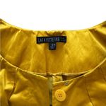 Lafayette 148 Women's Mustard Button-Up Blouse Jacket Size 6 Satin 3/4 Sleeve Photo 4