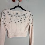 Free People  Chilled Out long sleeve cropped embroidered sweater Photo 5