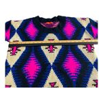 Lulumari Aztec Tribal Knit Sweater Pink Blue Cream One Size Photo 6