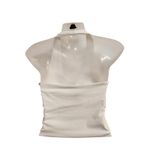 Klassy Network  White Built-in Padding Basic Ribbed Halter Brami Crop Top Medium Photo 1