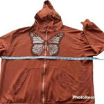 Butterfly rhinestones women’s full zip bling hoodie jacket Size Med Orange Photo 12