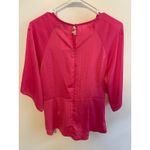 RD Koko Tie Front Blouse Hot Pink 3/4 Sleeve Top Career Casual Party NWT Pink Size M Photo 5