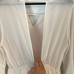 Paper Crane Womens Flare Sleeve Dress Tunic Sheer Mini Cutout Beige Size XL Photo 3