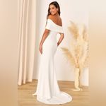 Lulus  Exceptional Romance White Off-the-Shoulder Mermaid Maxi Dress Size L NWOT Photo 6