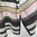 Misook Short Sleeve Stripe Open Jacket in White Pink Size Large Photo 3